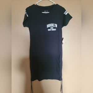 On Fire Navy Brooklyn New York East Coast Concrete Jungle Mini Dress Juniors Med